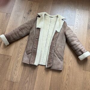 Morland’s Real Sheepskin Vintage Coat - Ladies Size Small - Tan & Cream